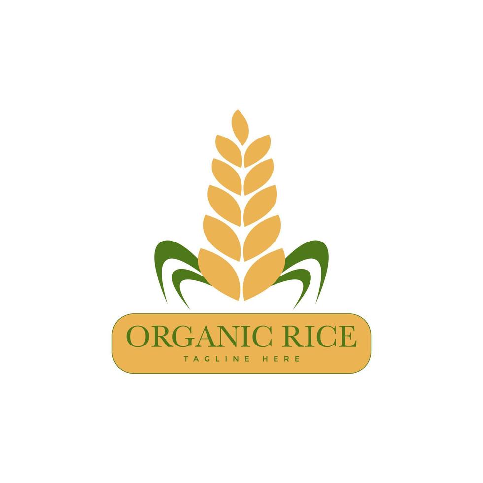 diseño de logotipo de banner de producto natural orgánico de arroz premium vector