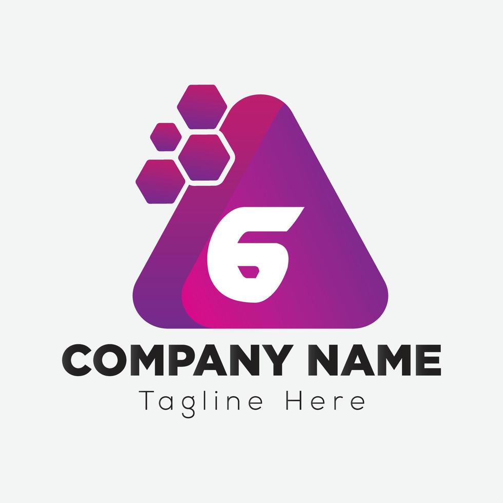 Abstract 6 letter modern initial logo design vector