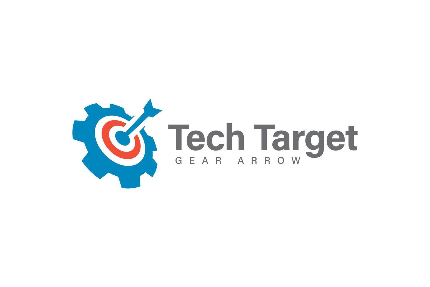 Tech target logo design vector arrow and gear symbol