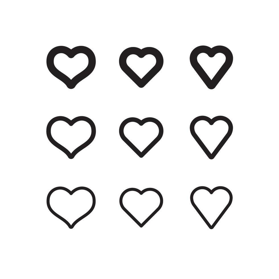 Heart shape icons. Hearts pictogram set. Symbol for valentine's day love. vector