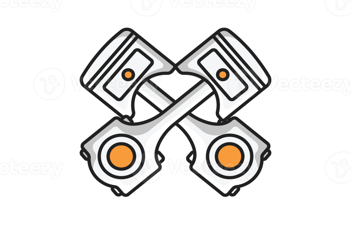 Motorcycle Pistons with Rods in cross sign illustration. png