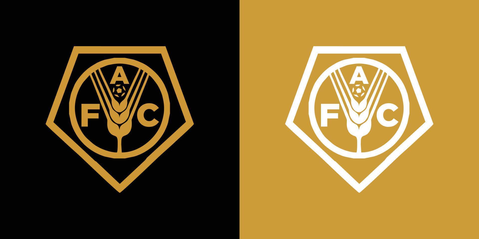 pentágono de logotipo vectorial y círculo interior, para el diseño del equipo de fútbol. vector