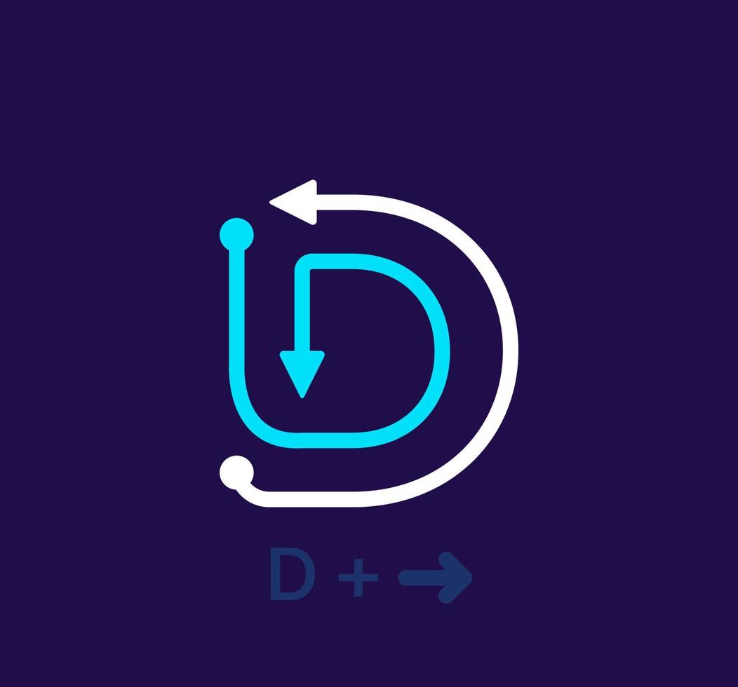 Linear letter D logo. Unique logo. Abstract letter simple rotating arrow target icon. corporate identity vector eps.