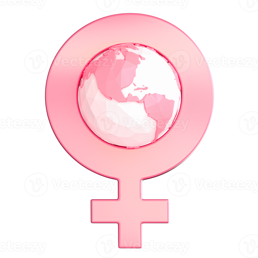 Women's day female symbol 3d planet png