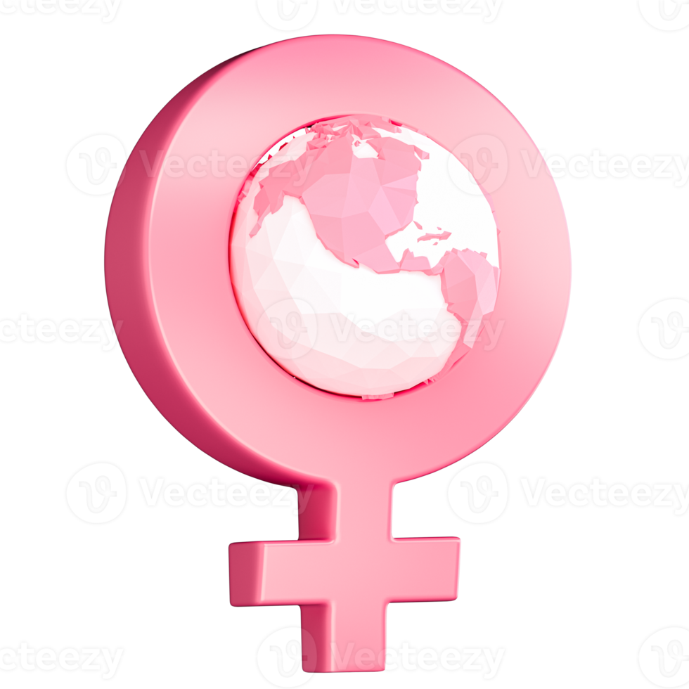 Women's day female symbol 3d planet png