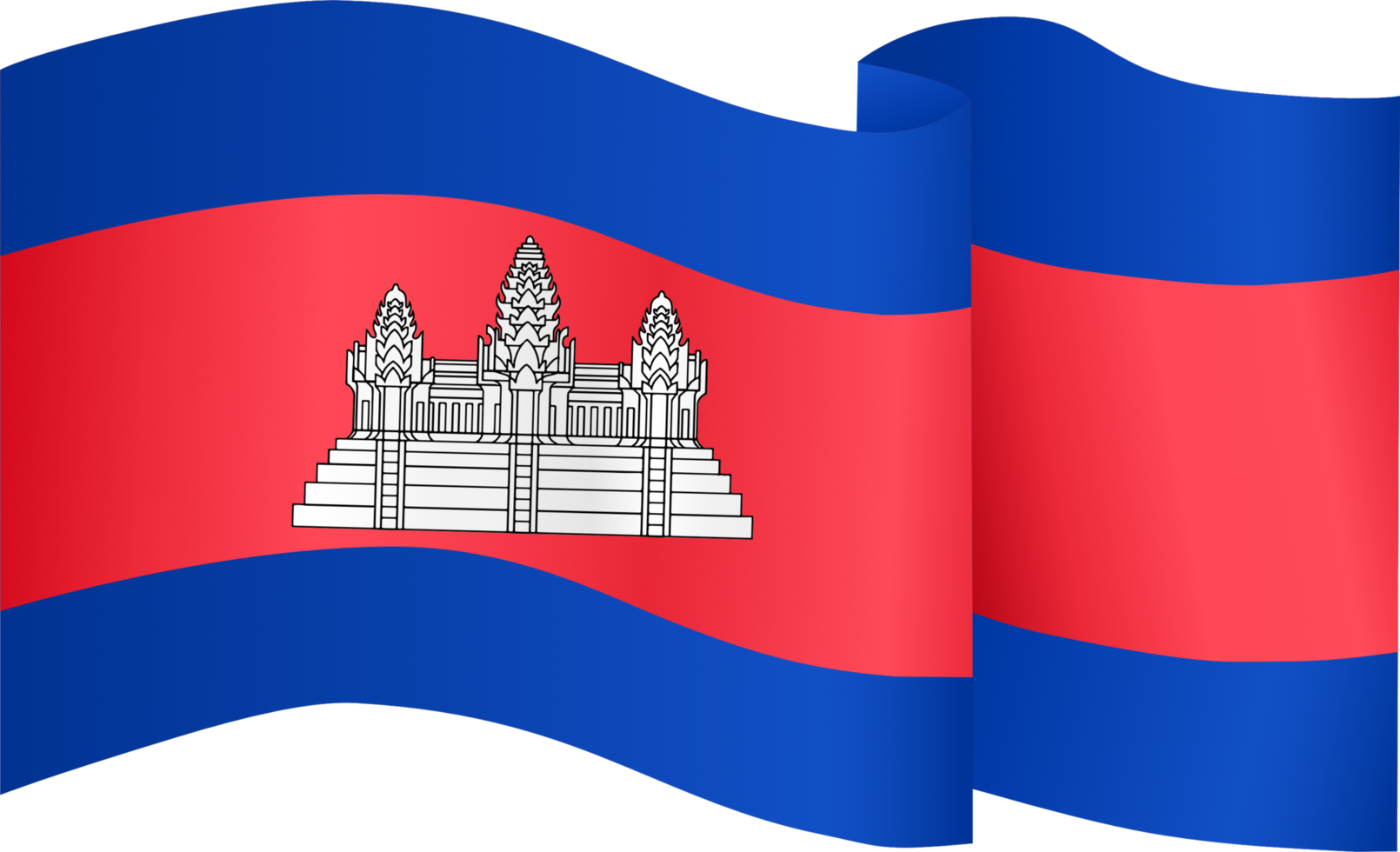 Cambodia flag wave isolated on png or transparent background