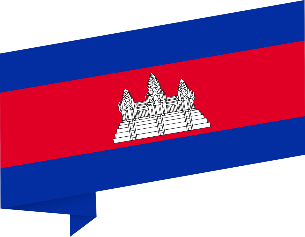 Cambodia flag wave isolated on png or transparent background