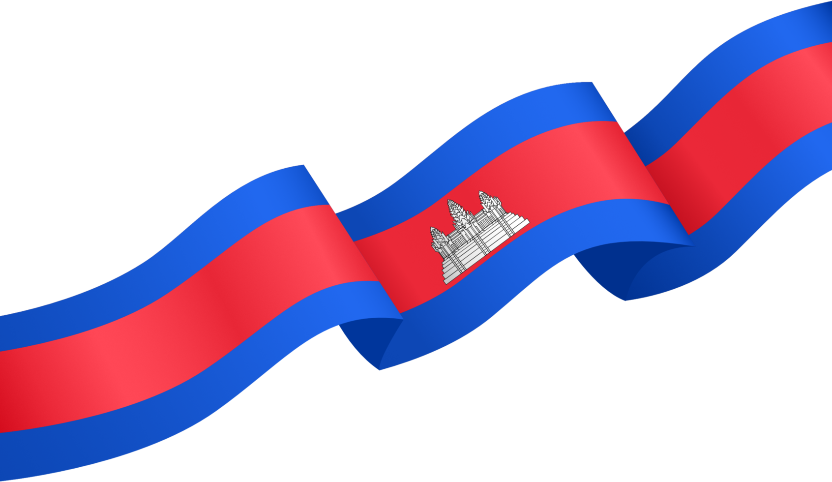 Cambodia flag wave isolated on png or transparent background