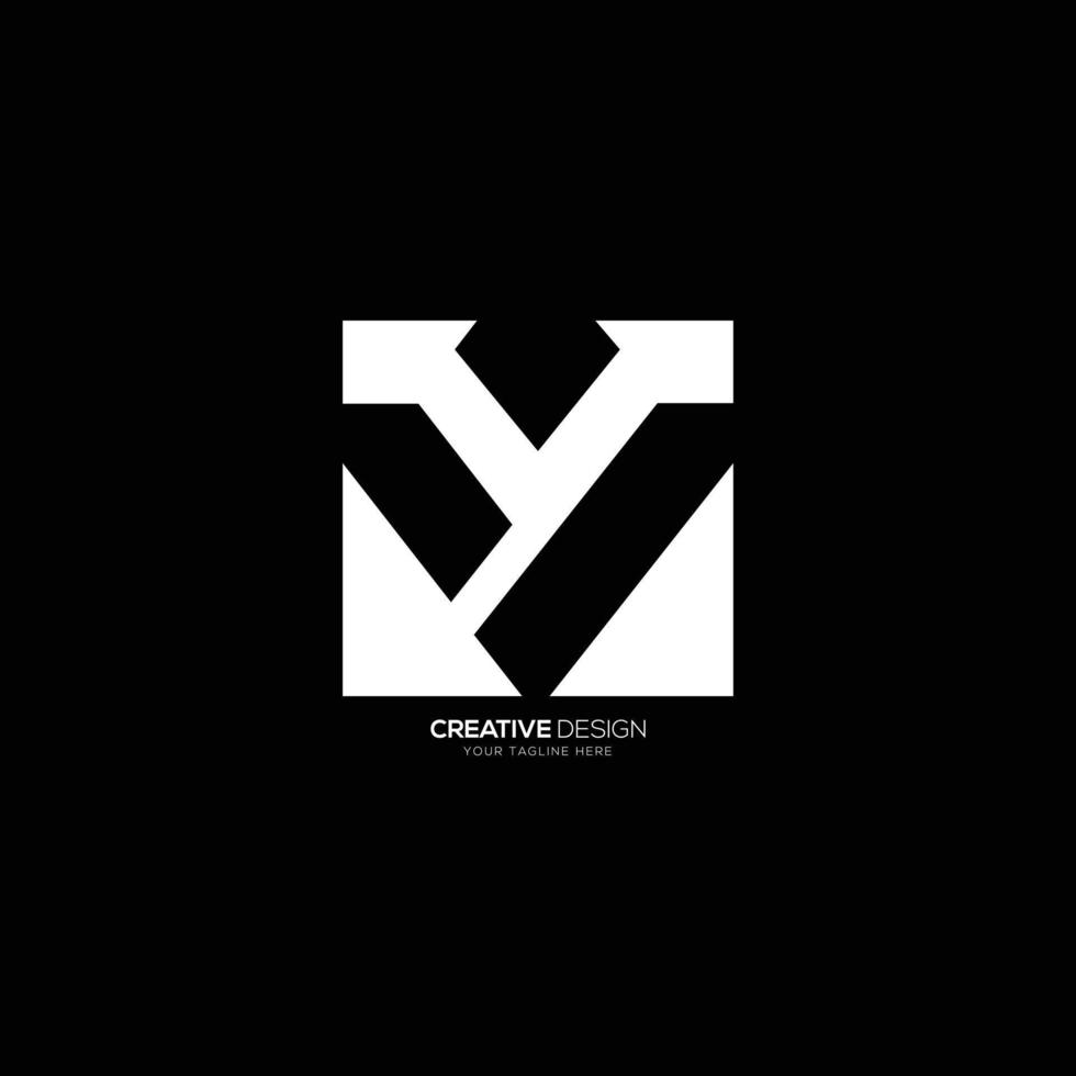 Modern letter V negative space shape logo vector