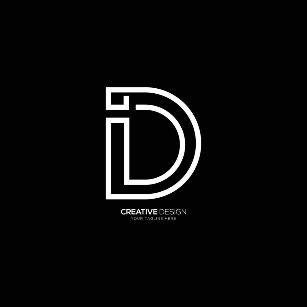 Minimal letter i d line art elegant logo vector