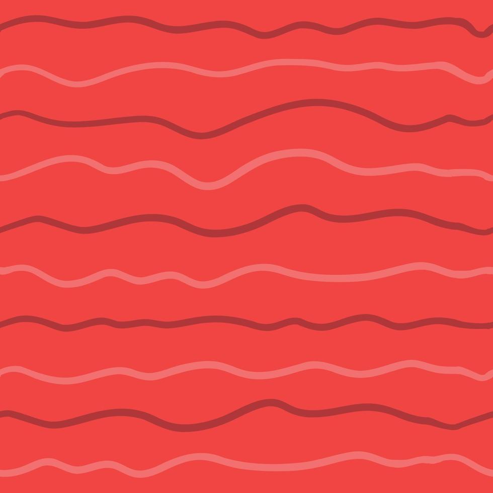 Wave line seamless pattern. Vector illustration on red background.