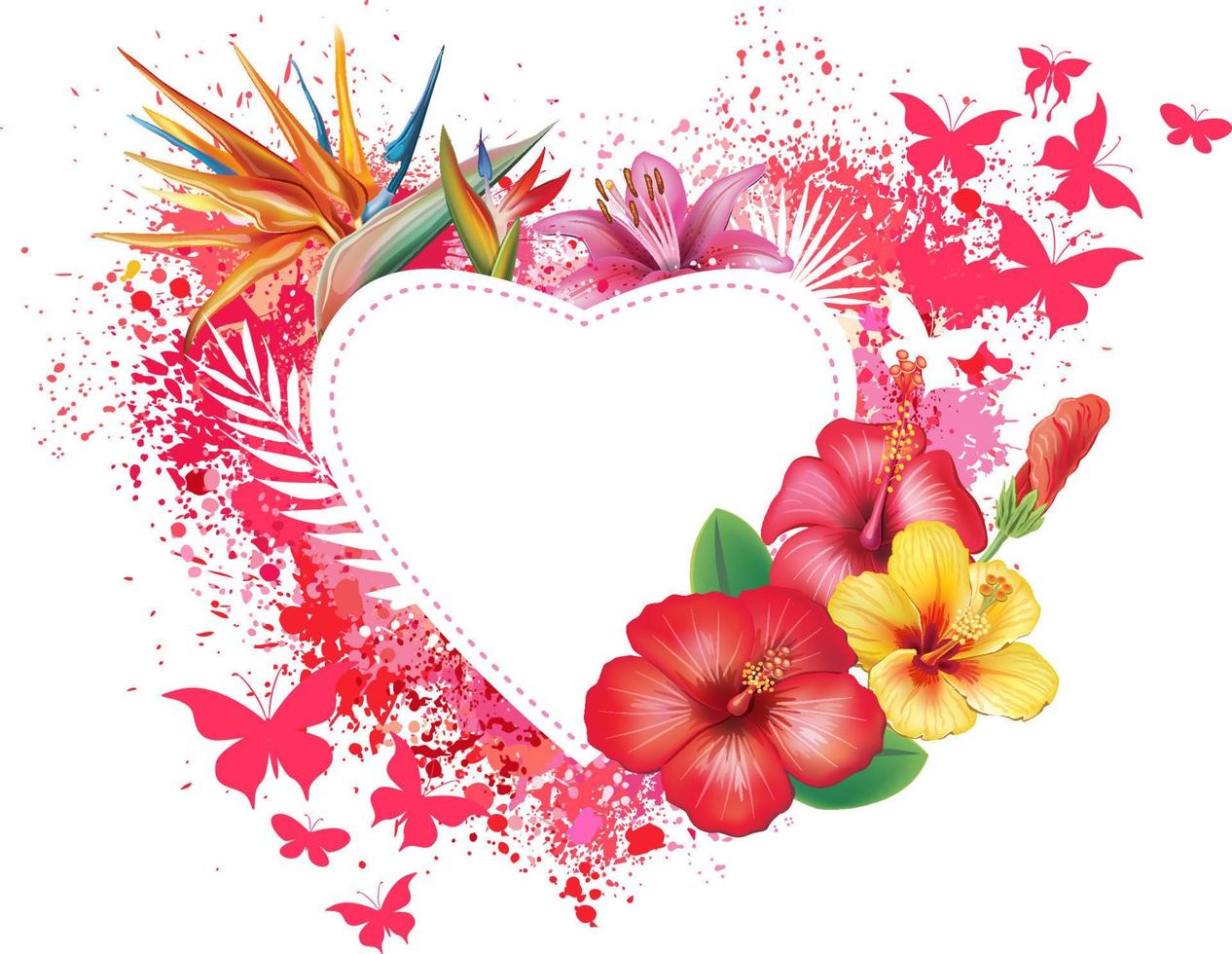 Greeting card with flowers and butterflies vector