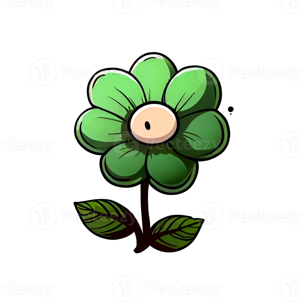 Cute green flower hand drawn element, perfect for decorating  Valentine Day or Mother Day card. png