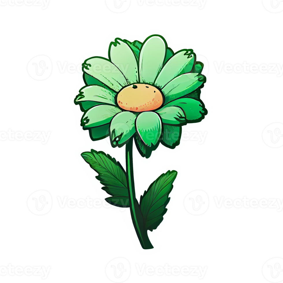 Cute green flower hand drawn element, perfect for decorating  Valentine Day or Mother Day card. png