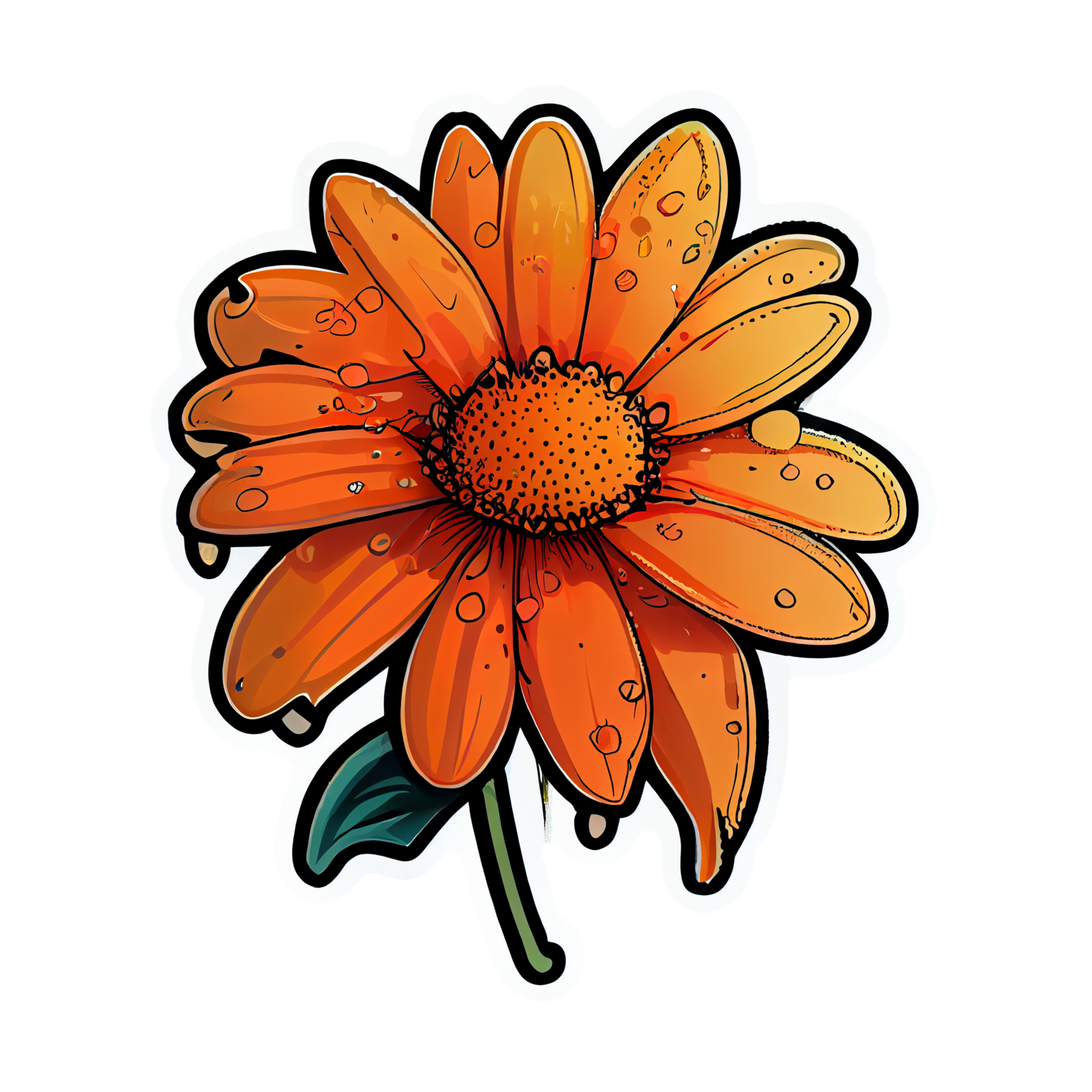 Cute orange flower hand drawn element, perfect for decorating Valentine