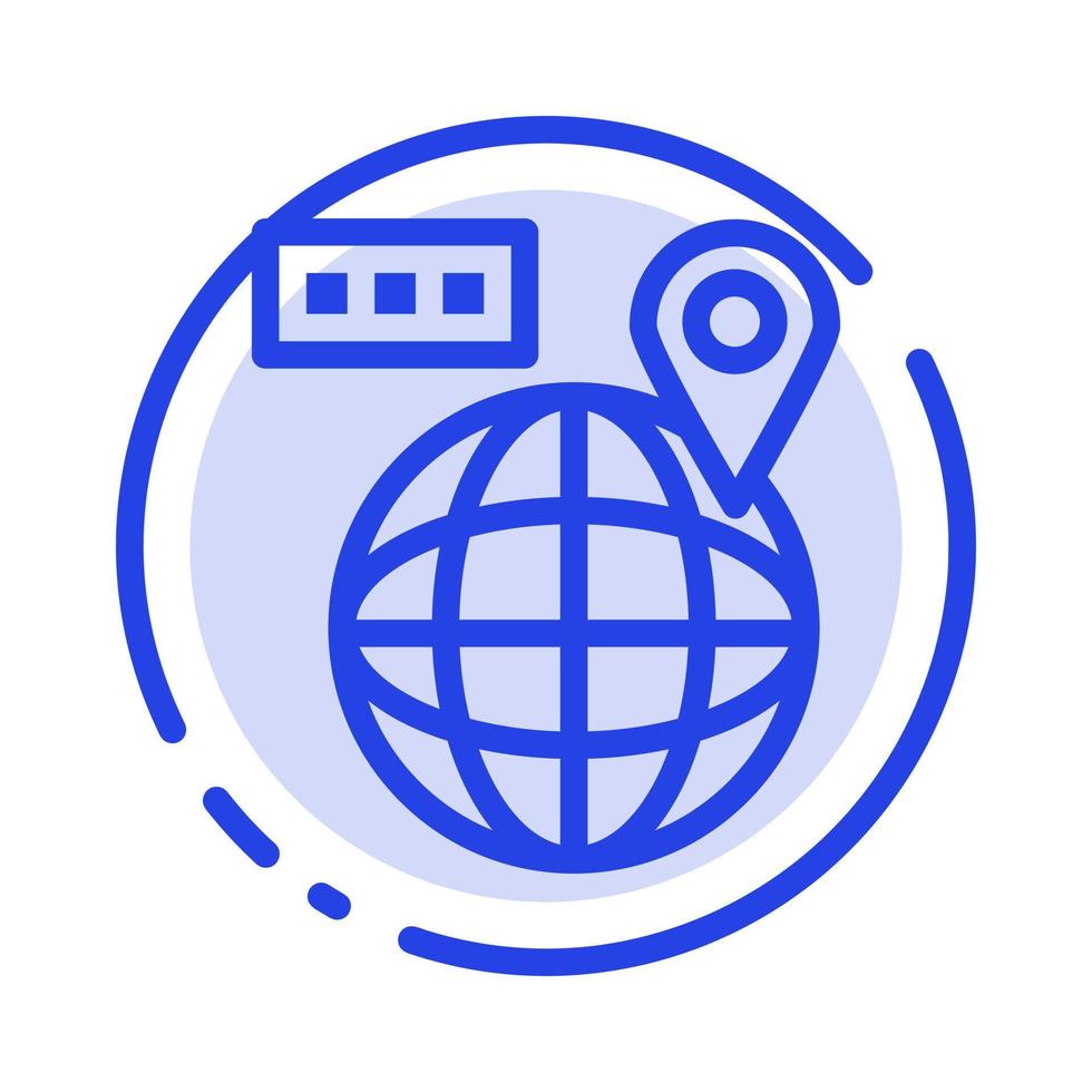 World Map Navigation Location Blue Dotted Line Line Icon vector