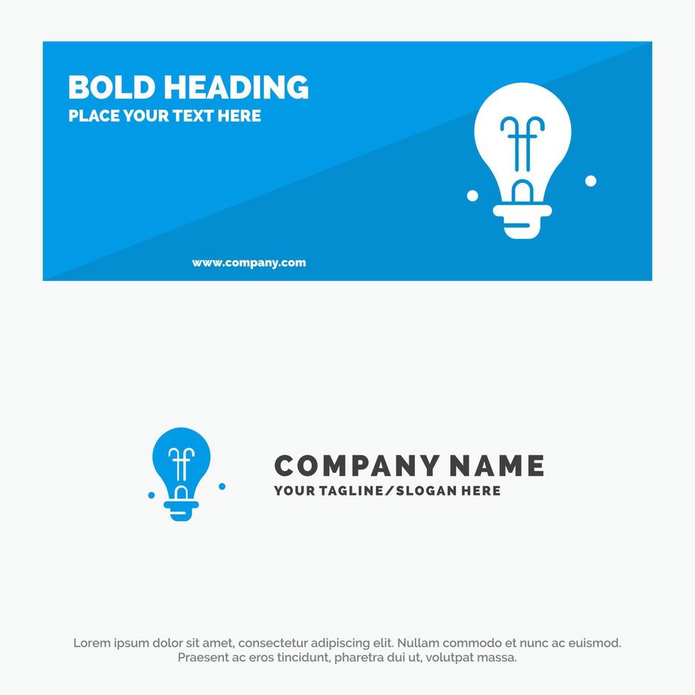 Bulb Education Idea SOlid Icon Website Banner and Business Logo Template vector