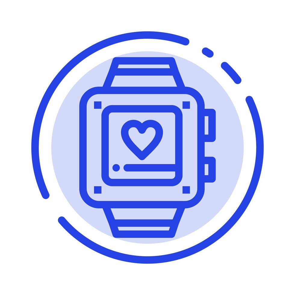 Hand watch Love Heart Wedding Blue Dotted Line Line Icon vector