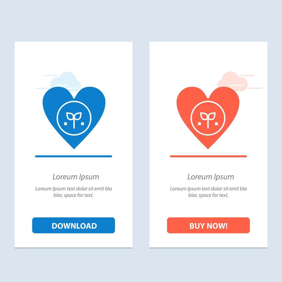 Ecology Environment Favorite Heart Like  Blue and Red Download and Buy Now web Widget Card Template vector