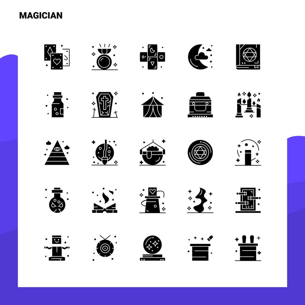 25 Magician Icon set Solid Glyph Icon Vector Illustration Template For Web and Mobile Ideas for business company