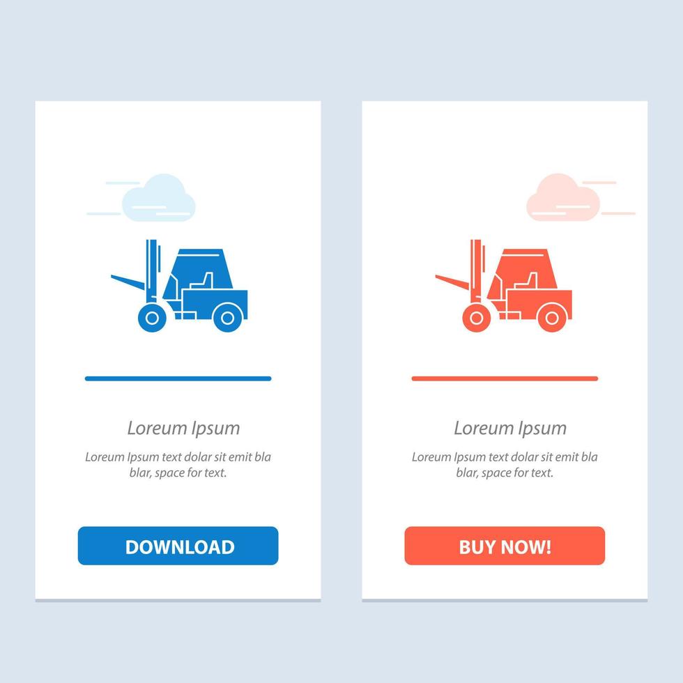 Lifter Lifting Truck Transport  Blue and Red Download and Buy Now web Widget Card Template vector