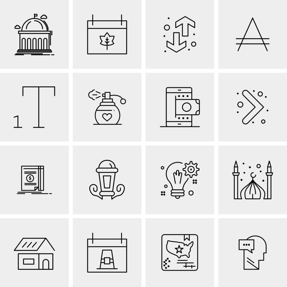 16 iconos de negocios universales vector ilustración de icono creativo para usar en proyectos relacionados con la web y dispositivos móviles