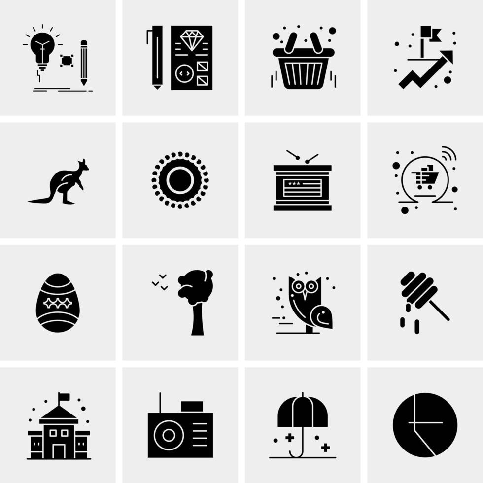 16 iconos de negocios universales vector ilustración de icono creativo para usar en proyectos relacionados con la web y dispositivos móviles