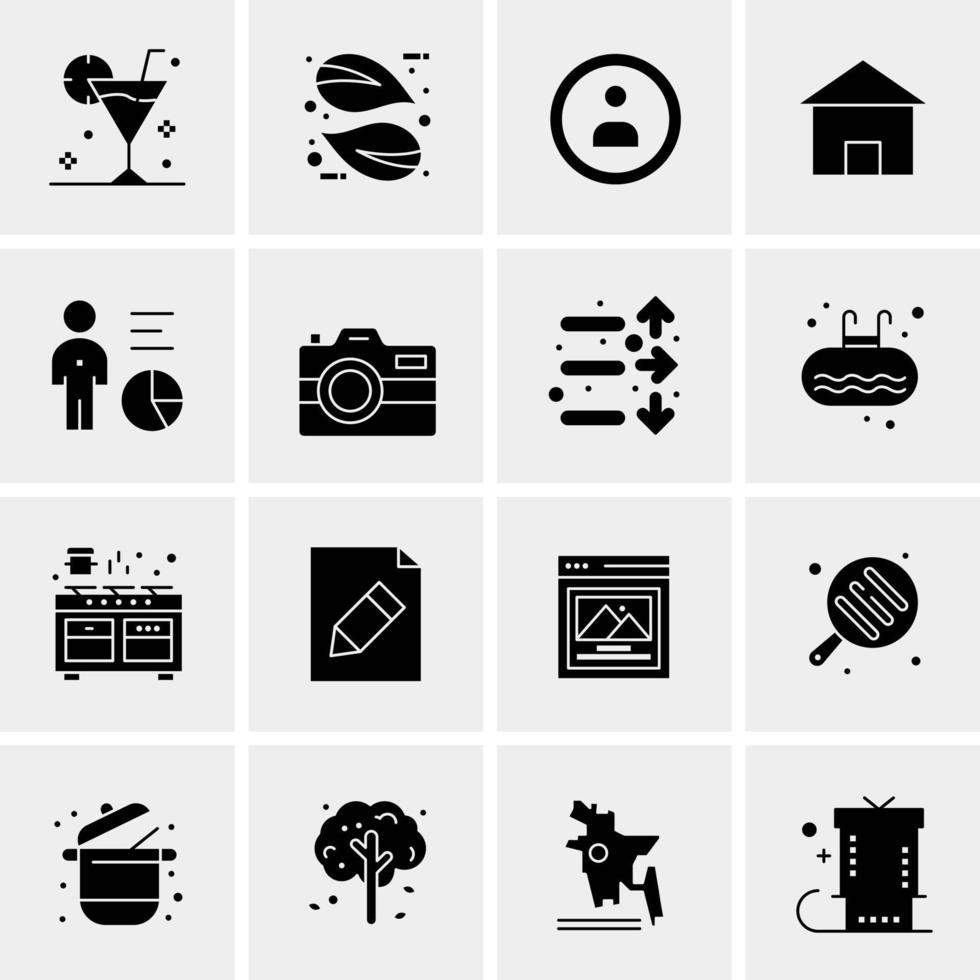 16 iconos de negocios universales vector ilustración de icono creativo para usar en proyectos relacionados con la web y dispositivos móviles