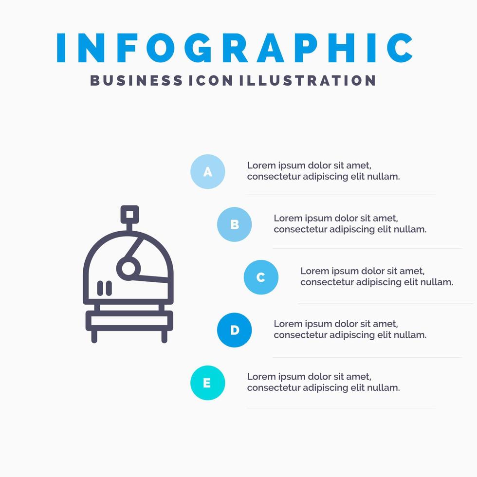 Astronaut Helmet Space Blue Infographics Template 5 Steps Vector Line Icon template