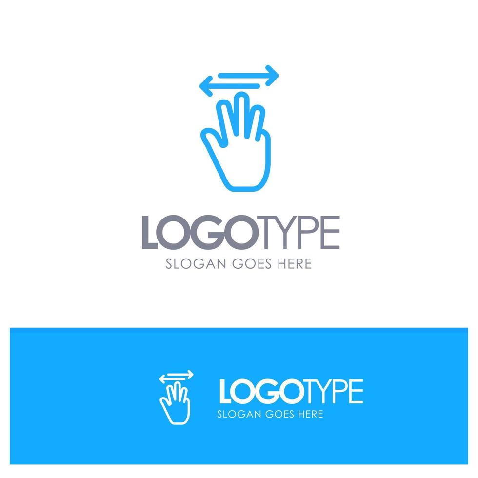 Hand Hand Cursor Up Left Right Blue Outline Logo Place for Tagline vector