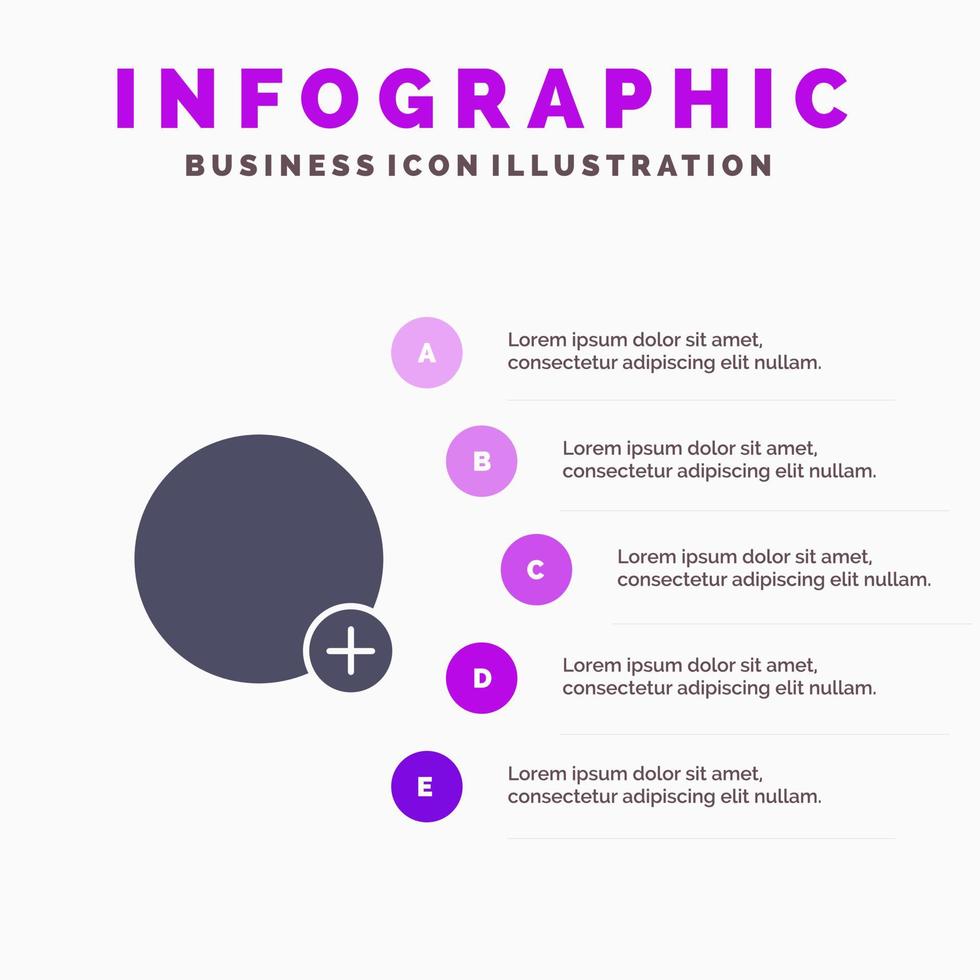 Basic Plus Sign Ui Solid Icon Infographics 5 Steps Presentation Background vector