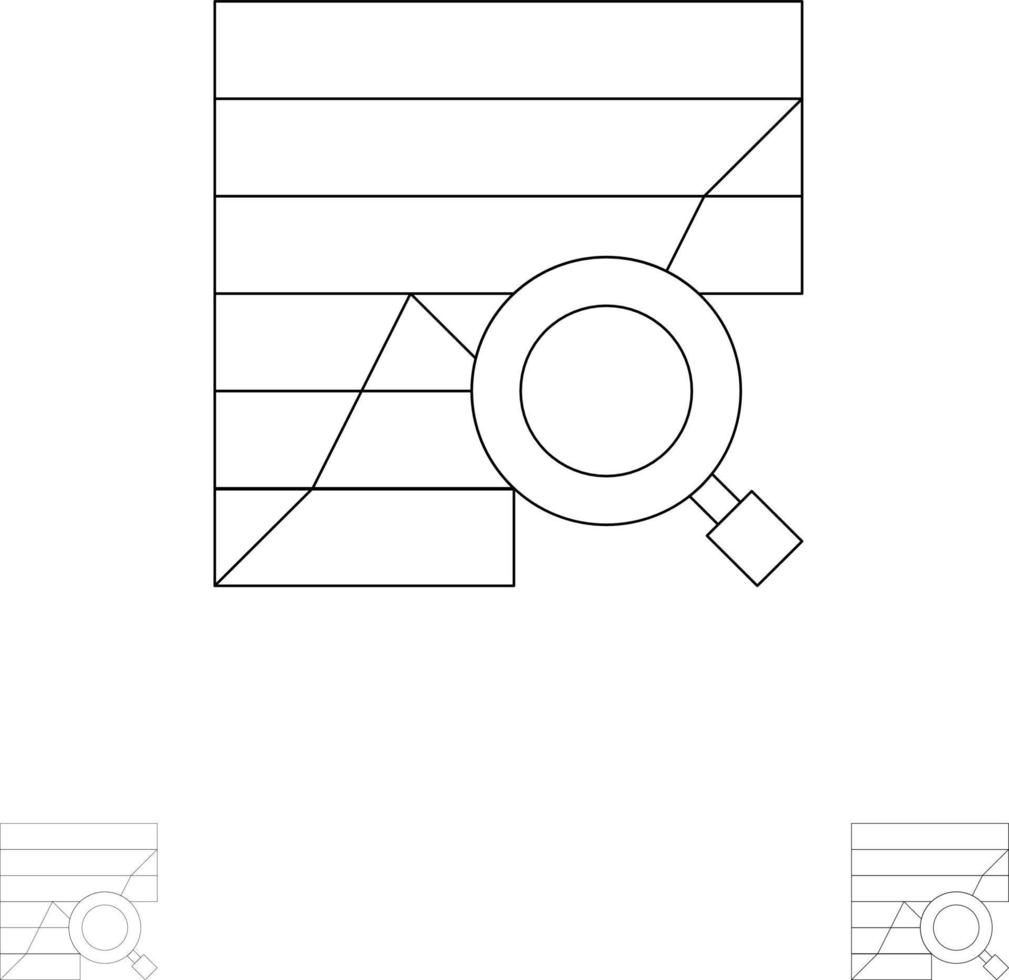 Analysis Analytic Analytics Chart Data Graph Bold and thin black line icon set vector