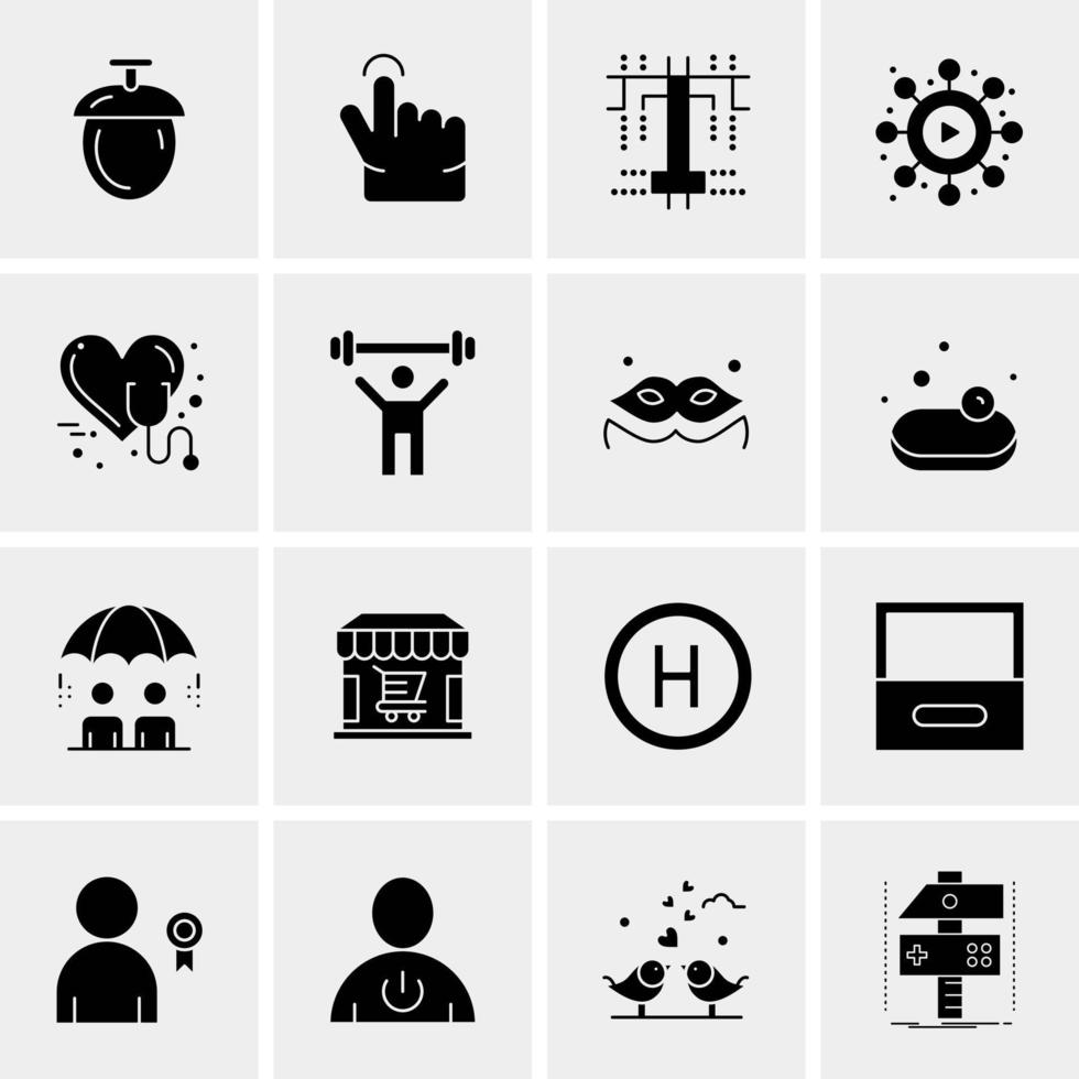 16 iconos de negocios universales vector ilustración de icono creativo para usar en proyectos relacionados con la web y dispositivos móviles