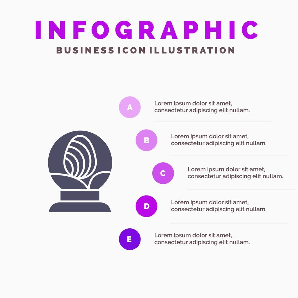 vidrio globo huevo pascua sólido icono infografía 5 pasos presentación fondo vector