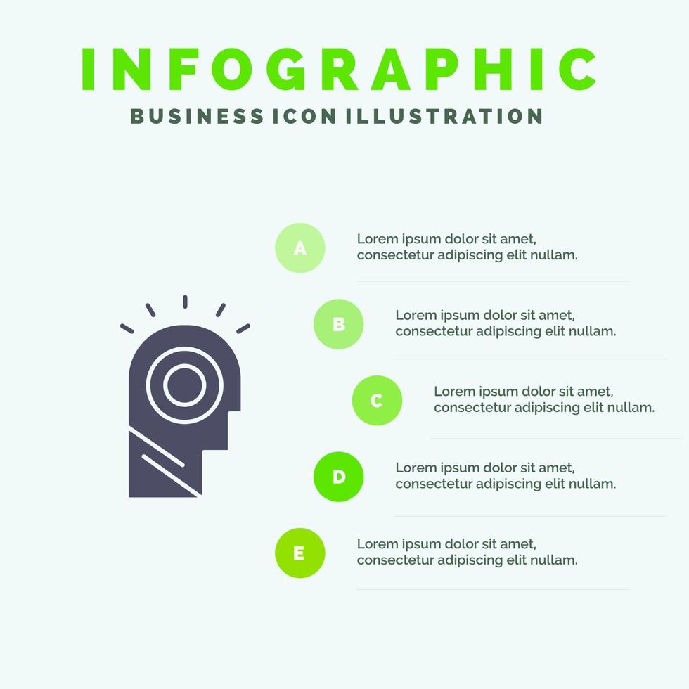 Idea Light Man Hat Solid Icon Infographics 5 Steps Presentation Background vector