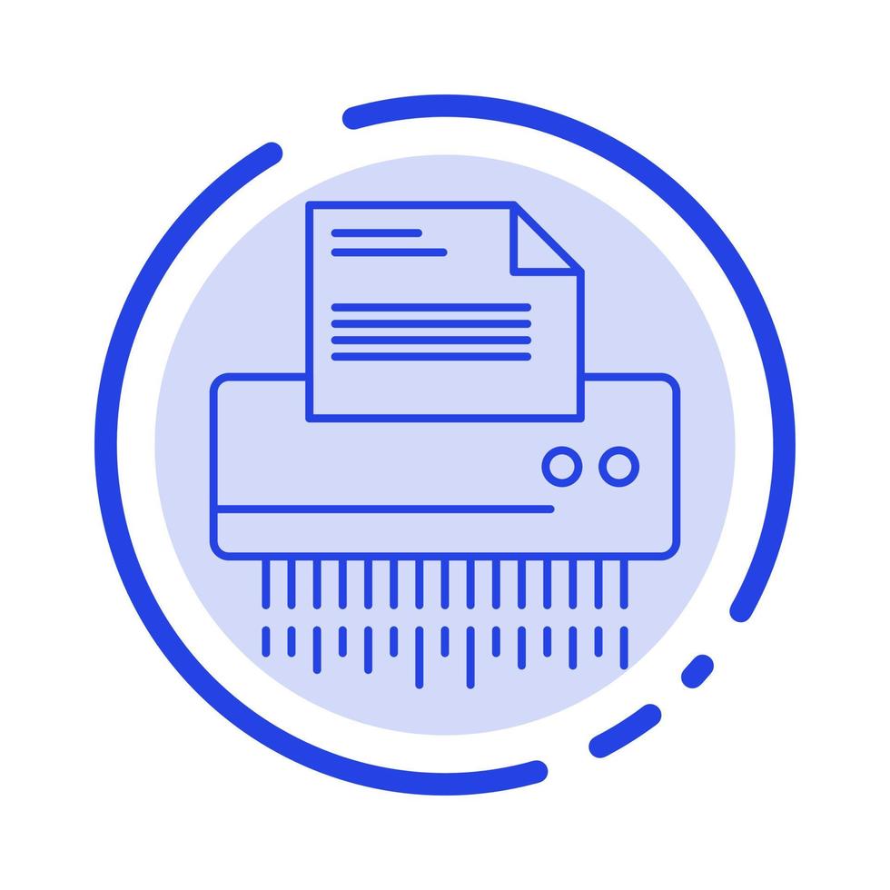 Shredder Confidential Data File Information Office Paper Blue Dotted Line Line Icon vector