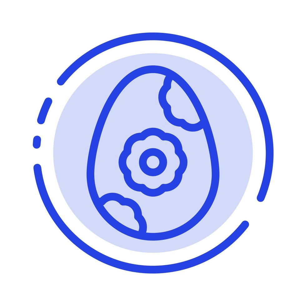 Egg Easter Flower Blue Dotted Line Line Icon vector