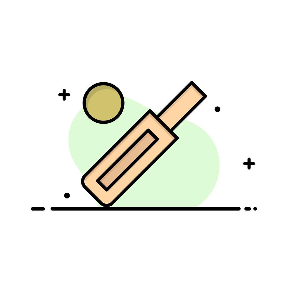 plantilla de banner de vector de icono lleno de línea plana de negocio de deporte de cricket de bate de pelota de australia