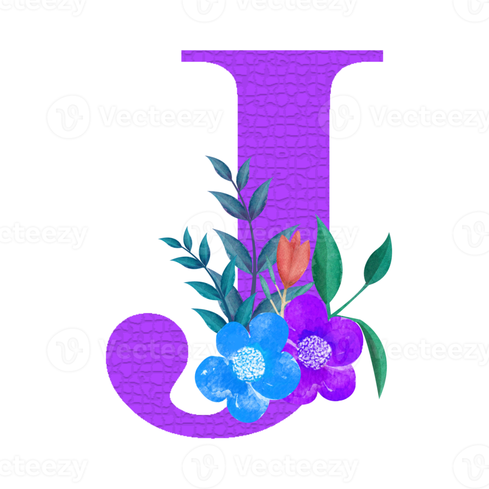 Floral Alphabet Clipart, Botanical Letter Clipart Design 19170425 PNG