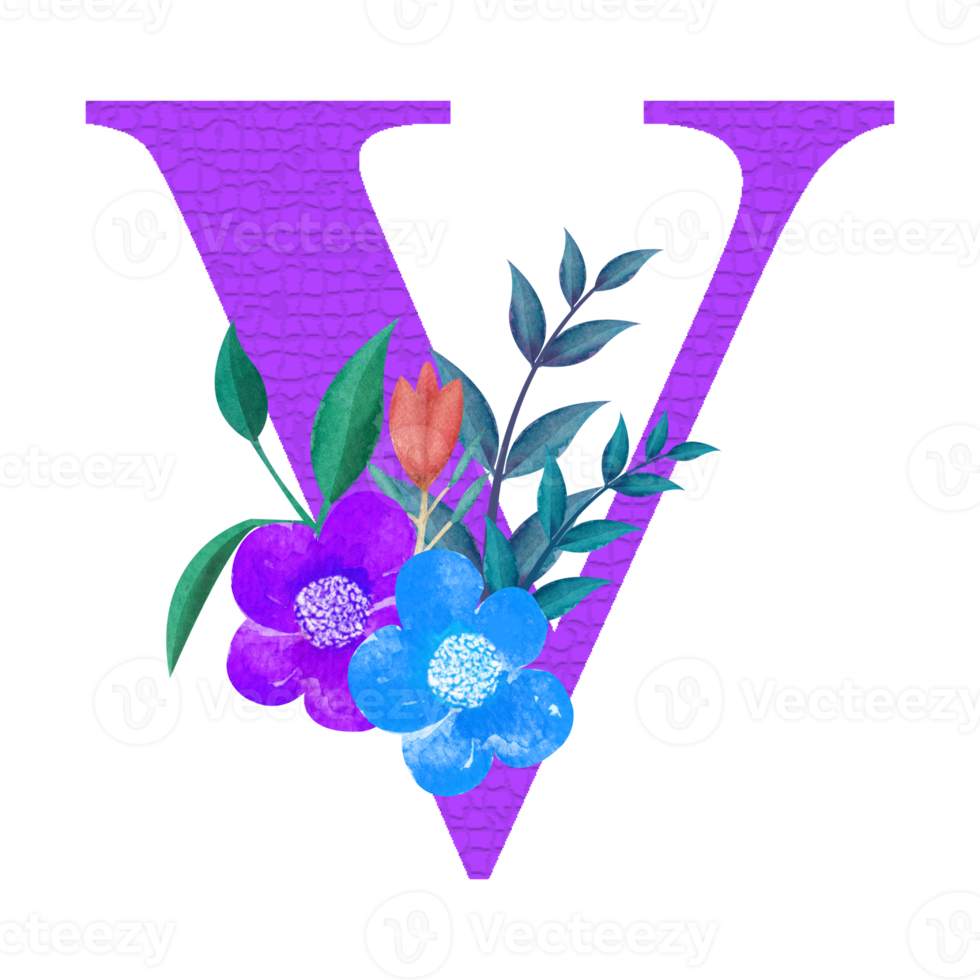 Floral Alphabet Clipart, Botanical Letter Clipart Design png