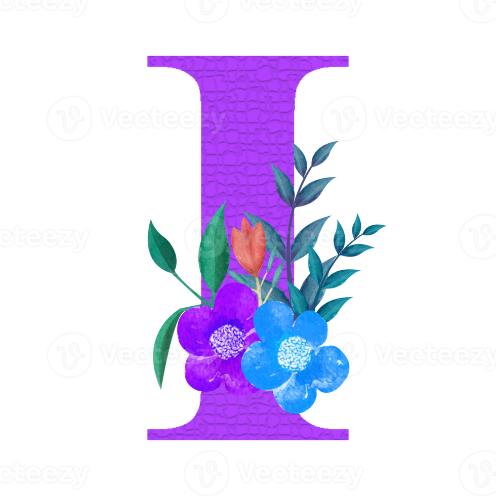 Floral Alphabet Clipart, Botanical Letter Clipart Design png