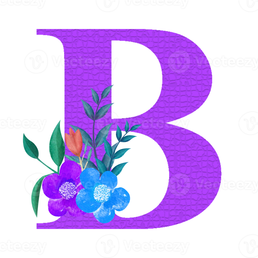 Blumenalphabet-Clipart, botanisches Buchstaben-Clipart-Design png