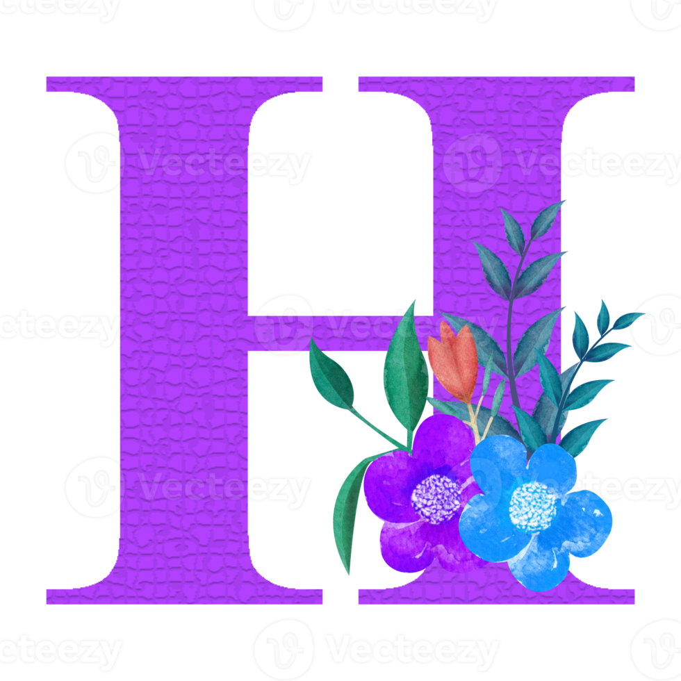 clipart floral del alfabeto, diseño de imágenes prediseñadas de letras botánicas png