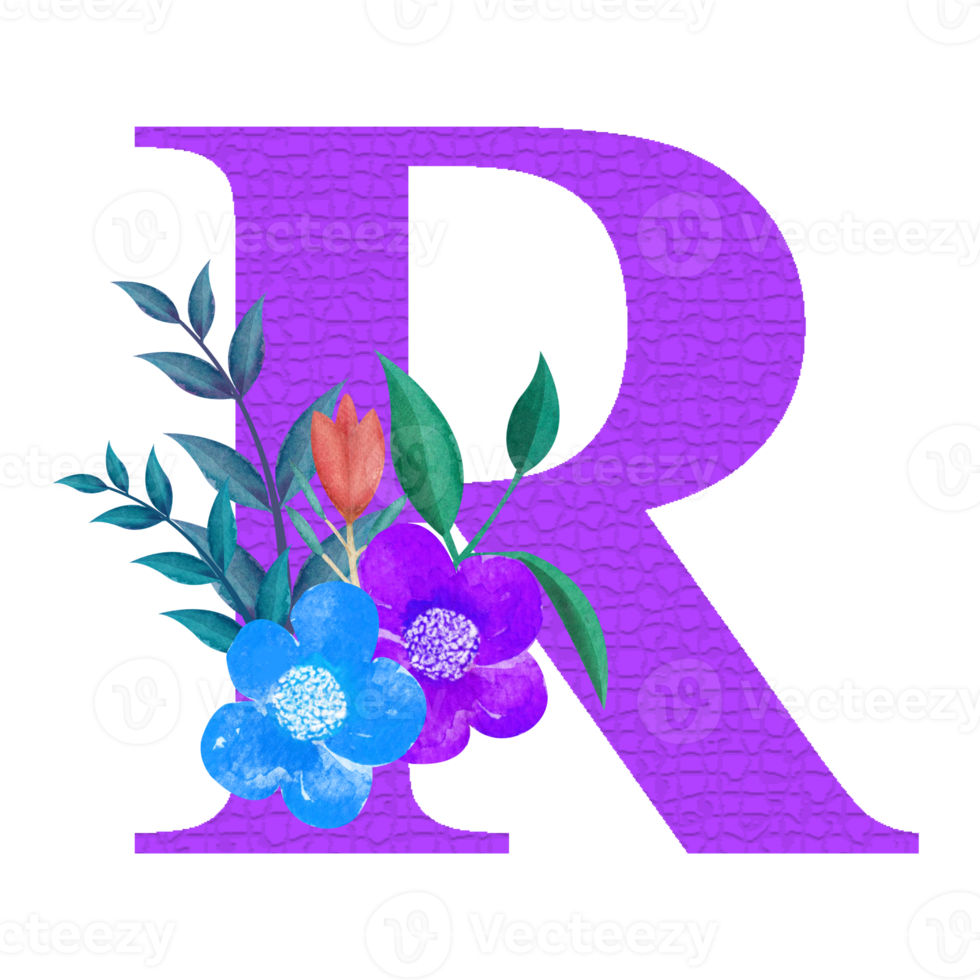 clipart alphabet floral, conception de clipart lettre botanique png