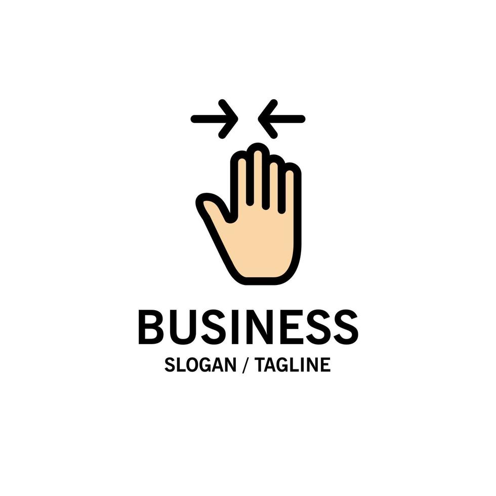 Hand Gesture Pinch Arrow zoom in Business Logo Template Flat Color vector