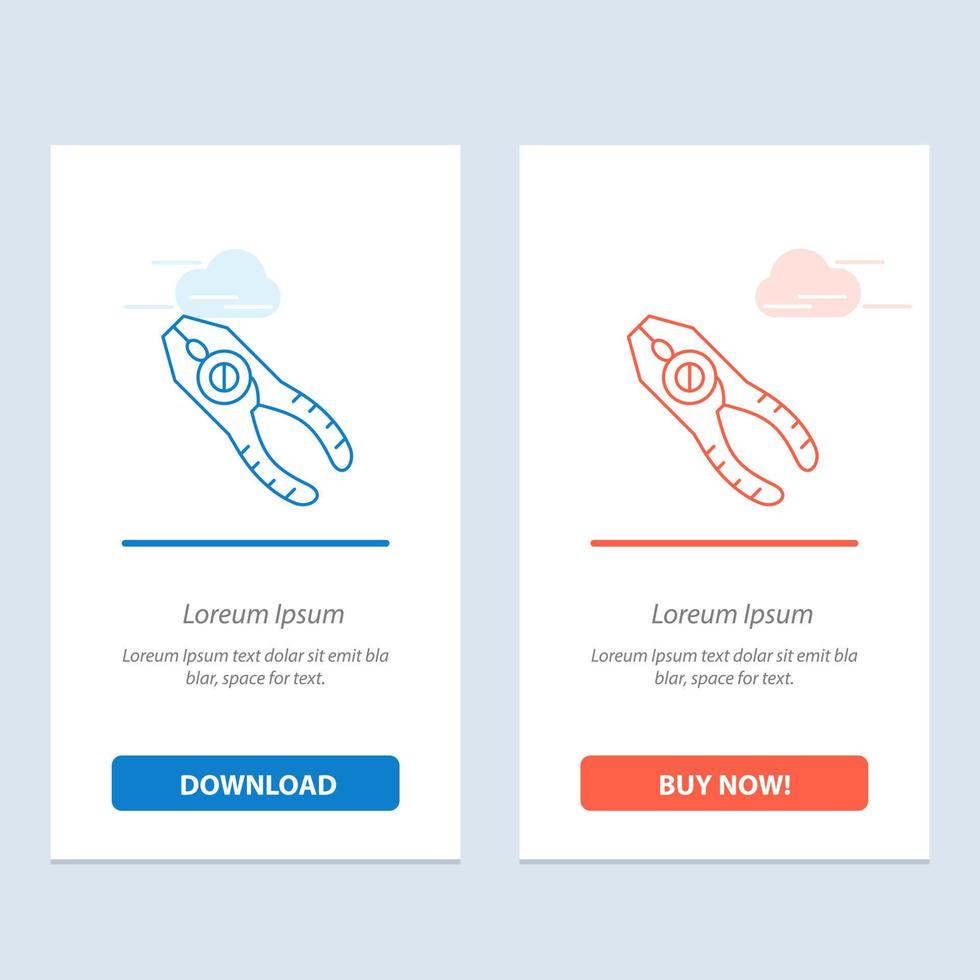 Pincers Pliers Tongs Repair Tool  Blue and Red Download and Buy Now web Widget Card Template vector
