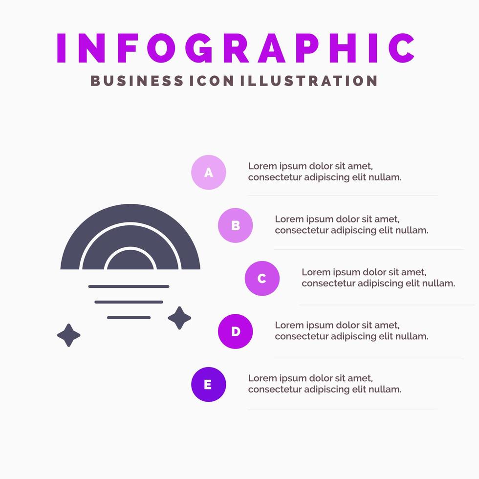 Rainbow Rainy Sky Weather Solid Icon Infographics 5 Steps Presentation Background vector