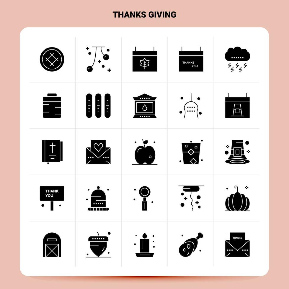 Solid 25 Thanks Giving Icon set Vector Glyph Style Design Black Icons Set Web and Mobile Business ideas design Vector Illustration