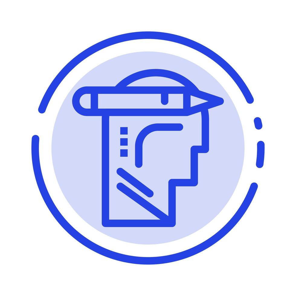 Head Mind Thinking Write Blue Dotted Line Line Icon vector