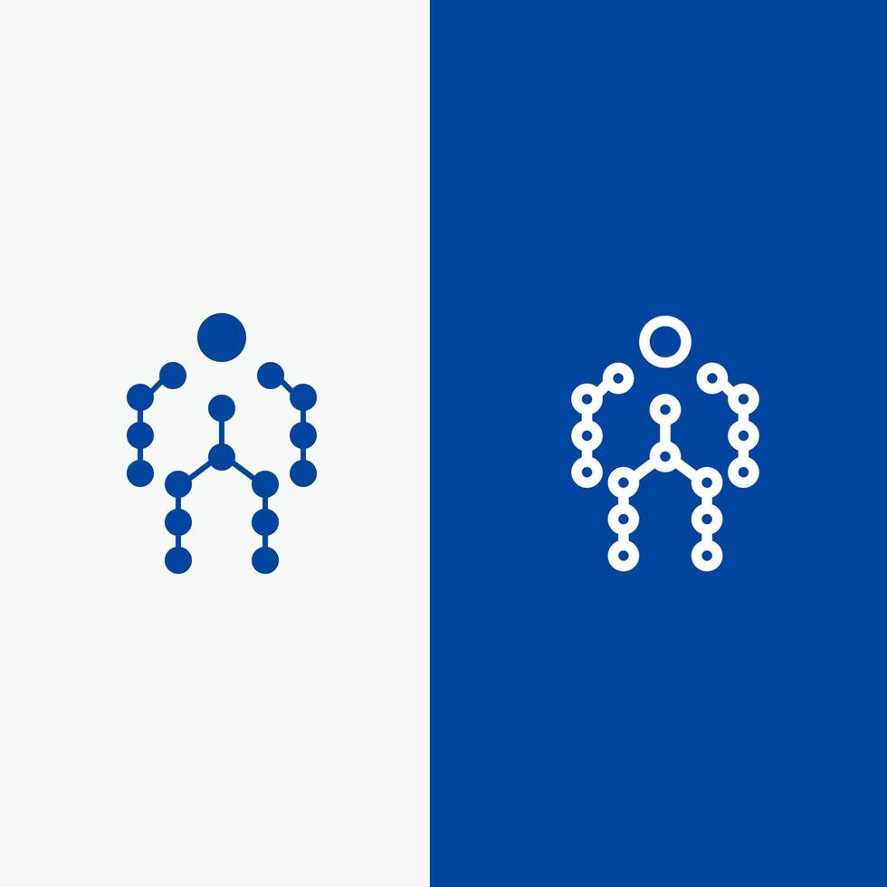 Action Bones Capture Human Motion Line and Glyph Solid icon Blue banner Line and Glyph Solid icon Blue banner vector